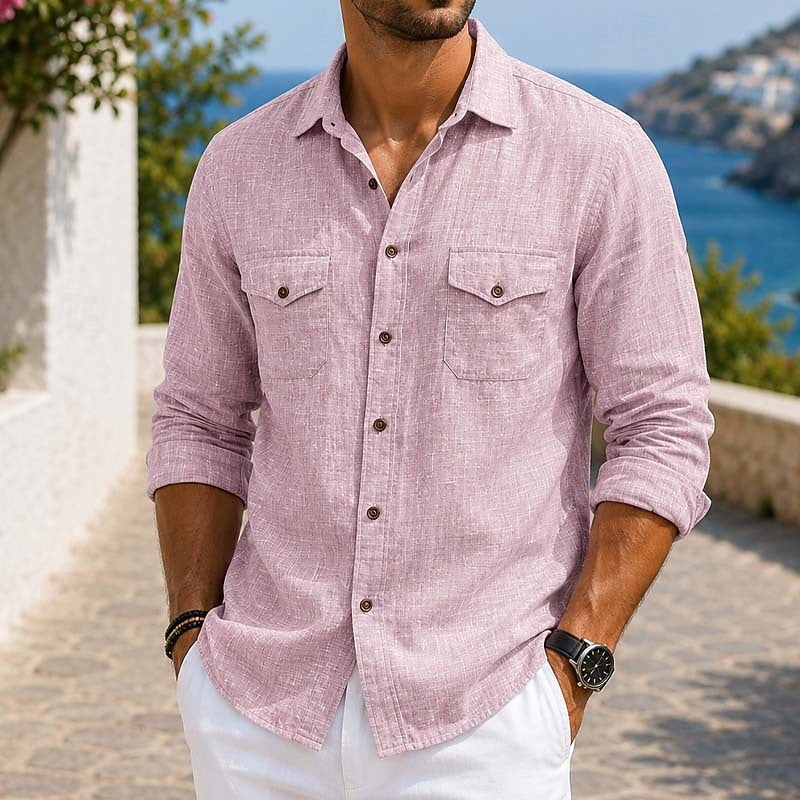 Heren Linnen Button-up Overhemden