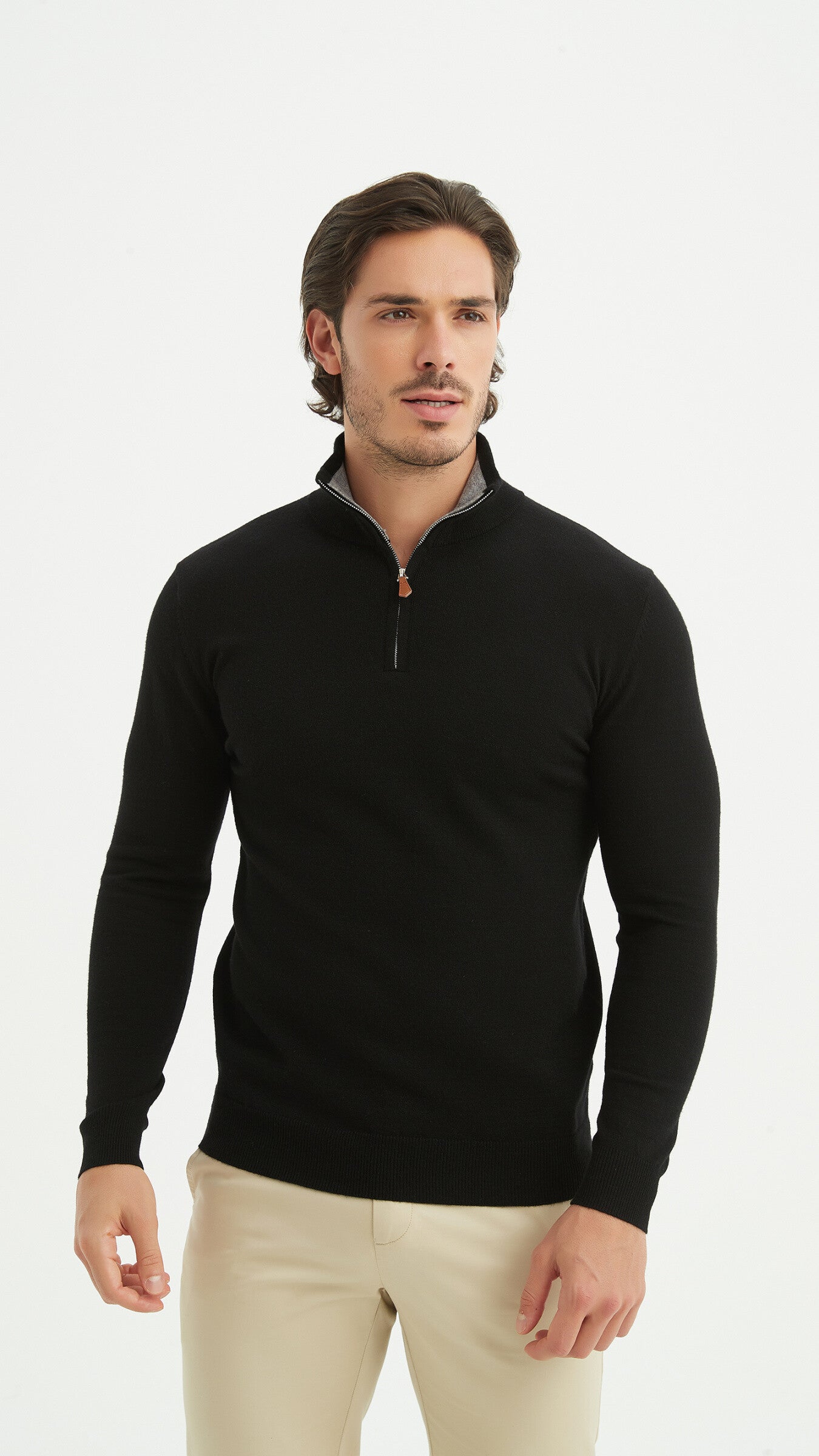 Cotton pique collar- Premium zip