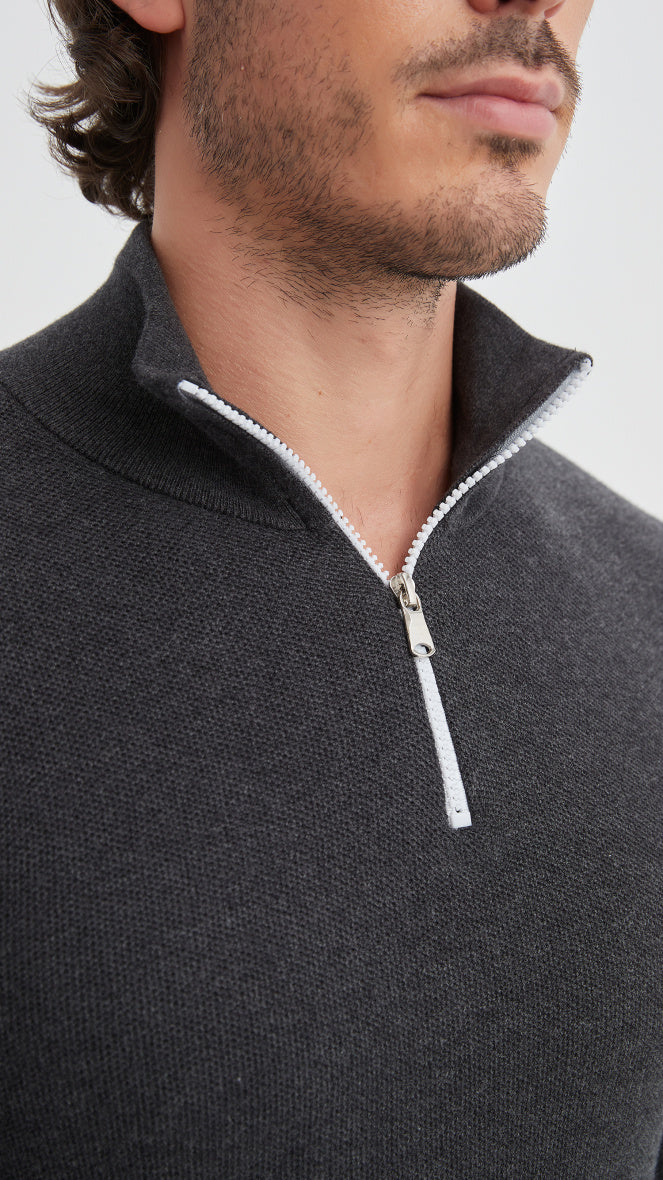 Cotton pique collar- Premium zip