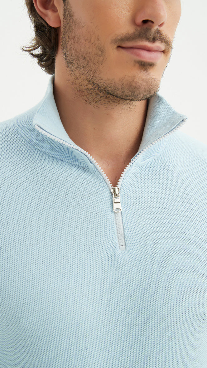 Cotton pique collar- Premium zip