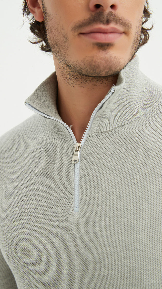 Cotton pique collar- Premium zip