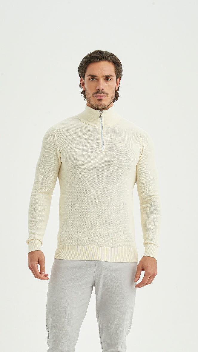 Cotton pique collar- Premium zip