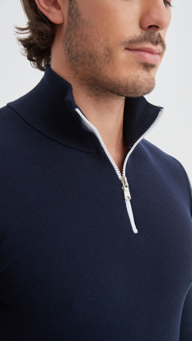 Cotton pique collar- Premium zip