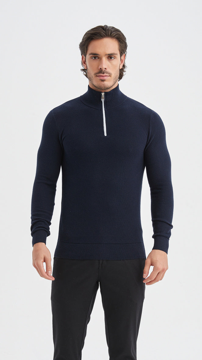 Cotton pique collar- Premium zip