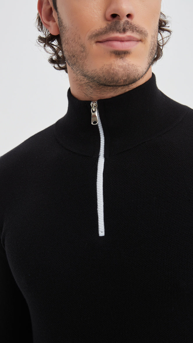 Cotton pique collar- Premium zip