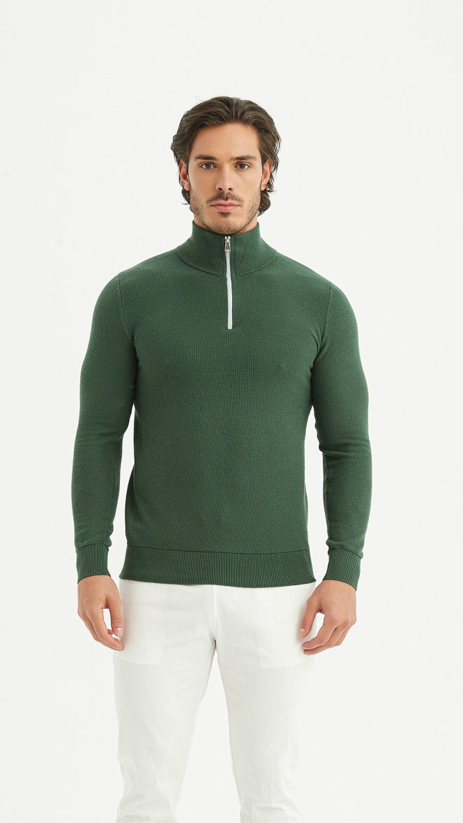 Cotton pique collar- Premium zip