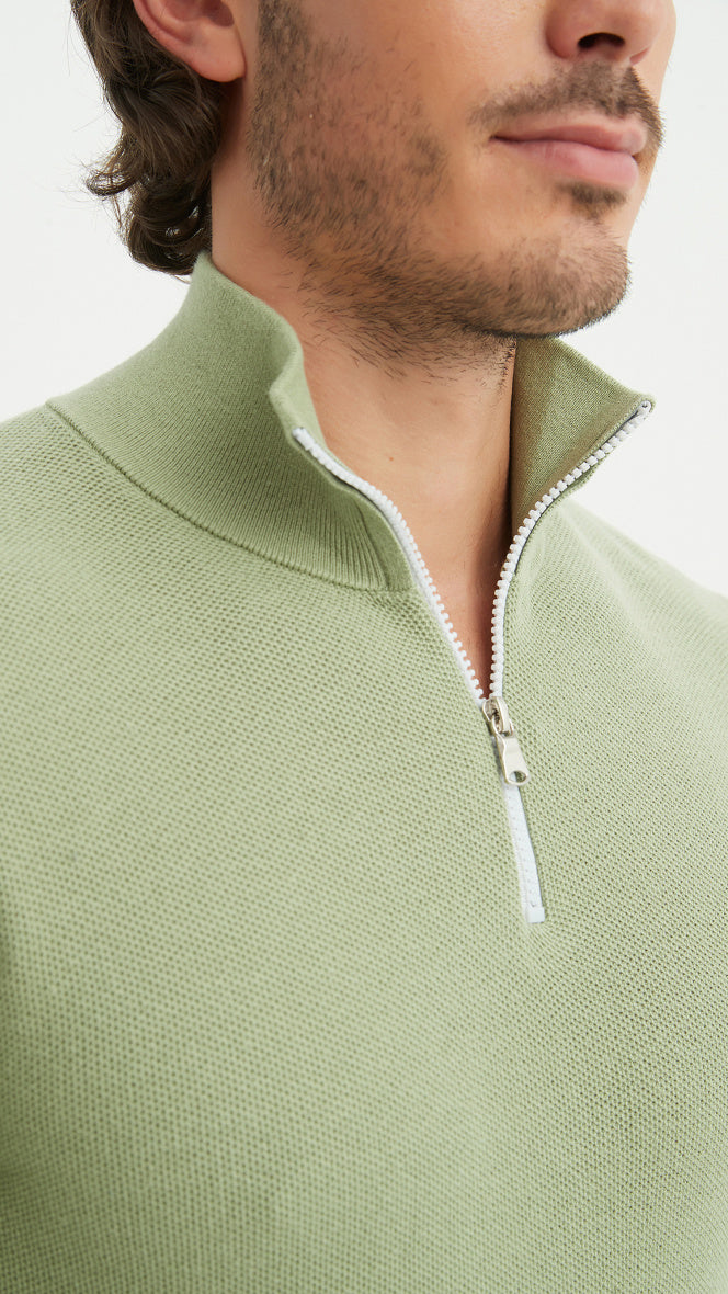 Cotton pique collar- Premium zip