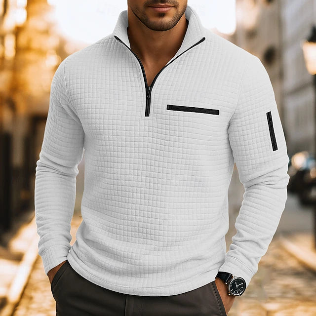 Men’s Refined Textured Quarter Zip Polo