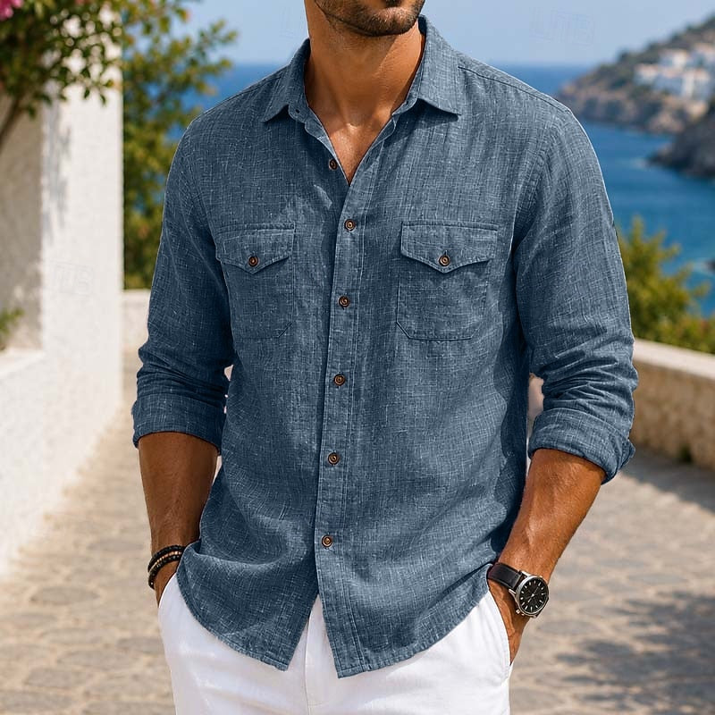 Heren Linnen Button-up Overhemden