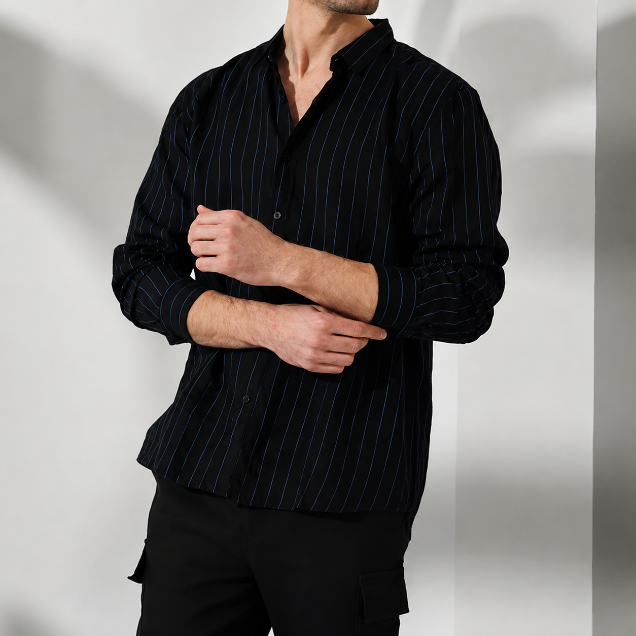 Linen Long Sleeve Striped Shirt