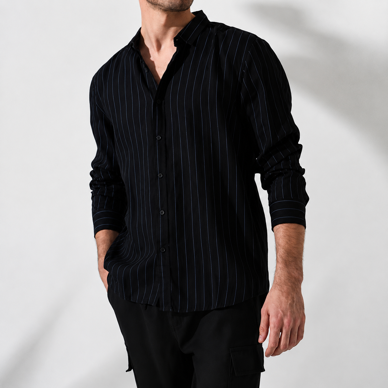 Linen Long Sleeve Striped Shirt