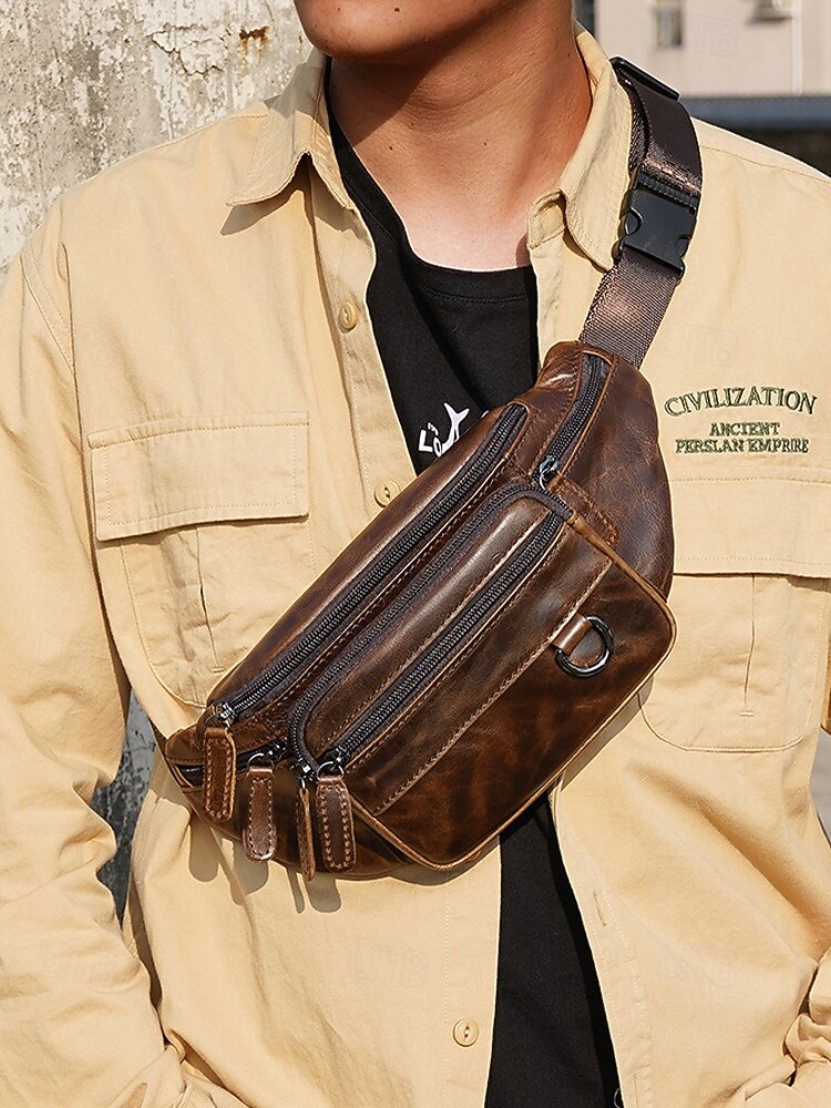 Heren Vintage Leren Sling Bag