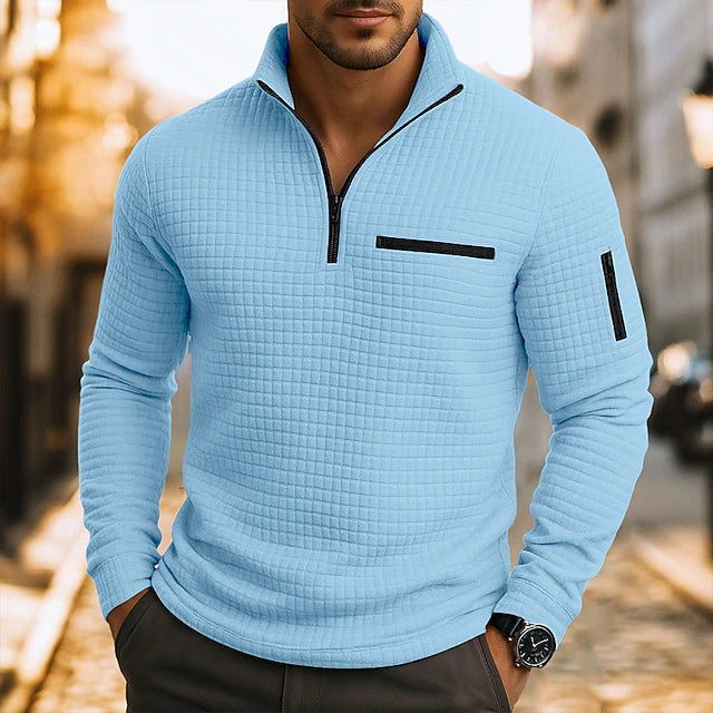 Men’s Refined Textured Quarter Zip Polo