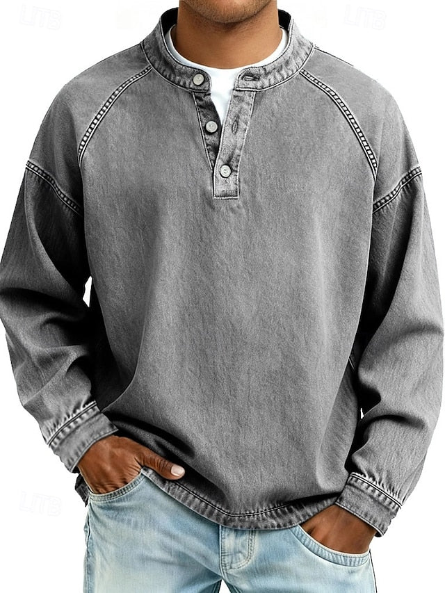 Men's Long sleeve Henley T-shirt