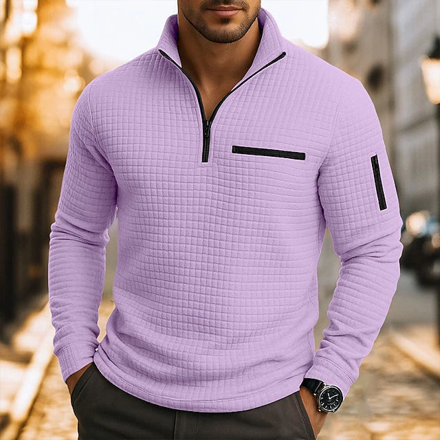 Men’s Refined Textured Quarter Zip Polo