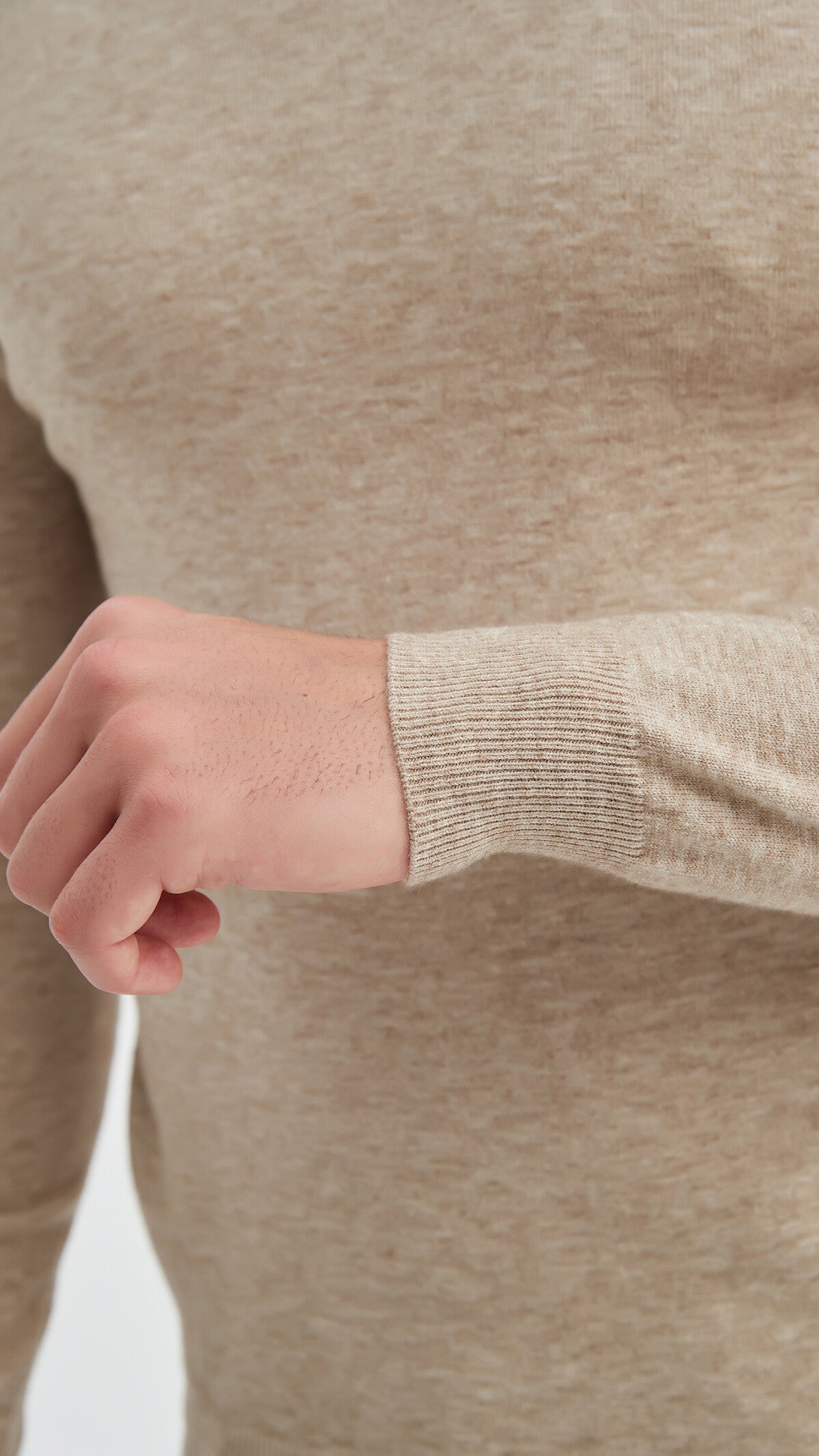 "Cashmere Touch" round neck sweater - Beige