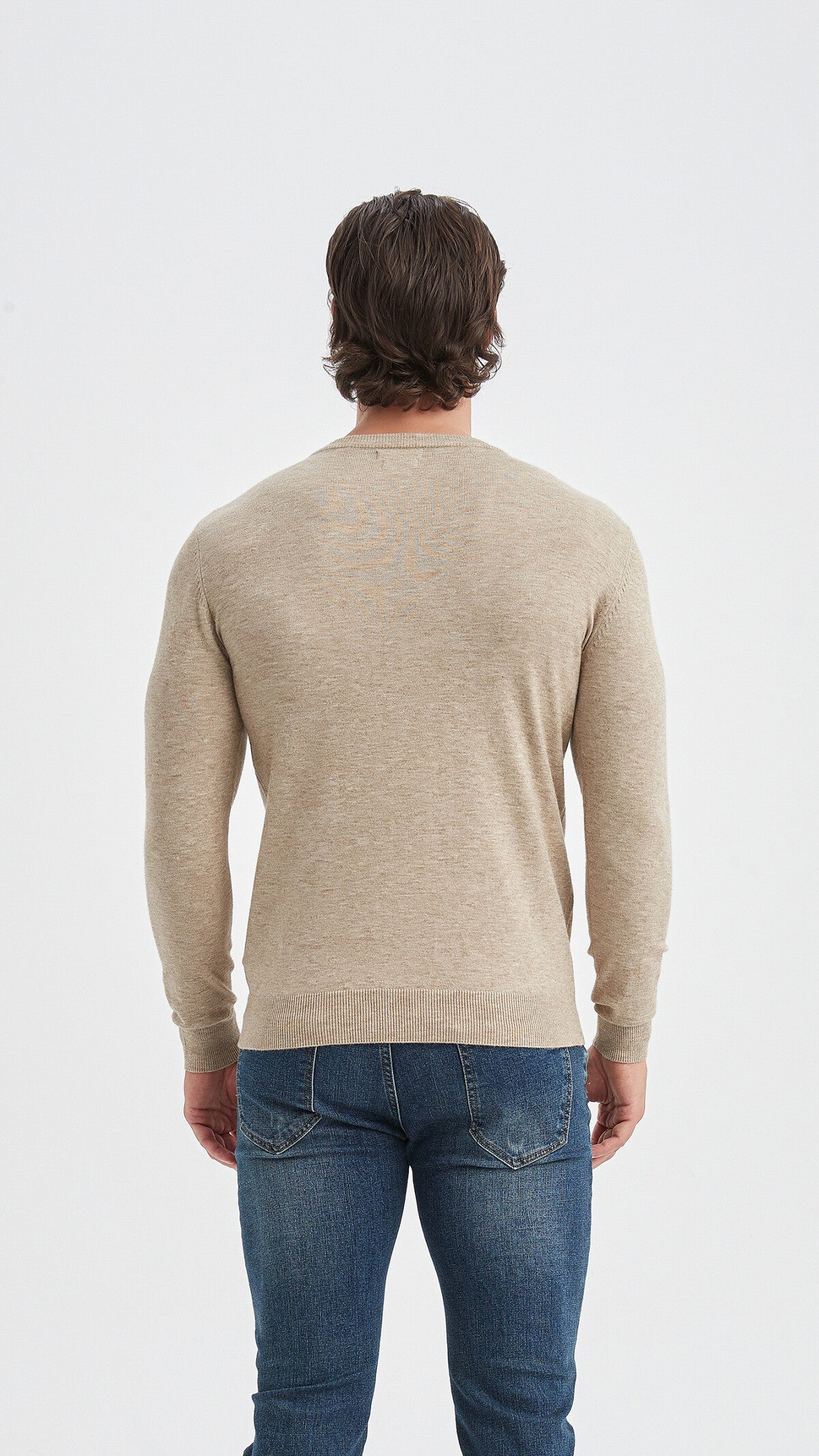 "Cashmere Touch" round neck sweater - Beige