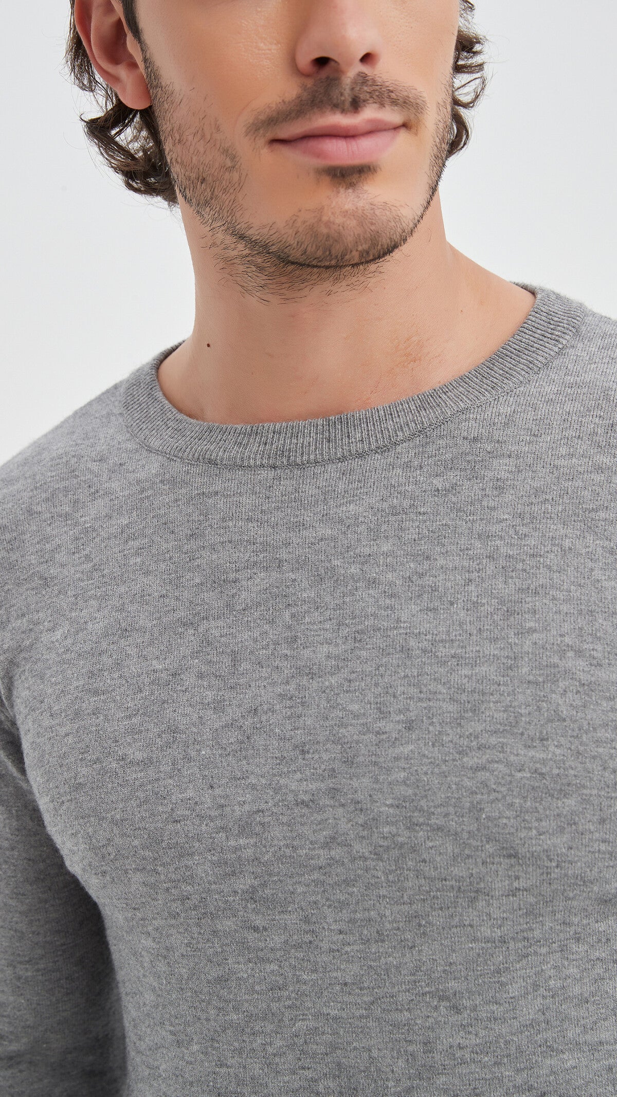 "Cashmere Touch" round neck sweater - Gray