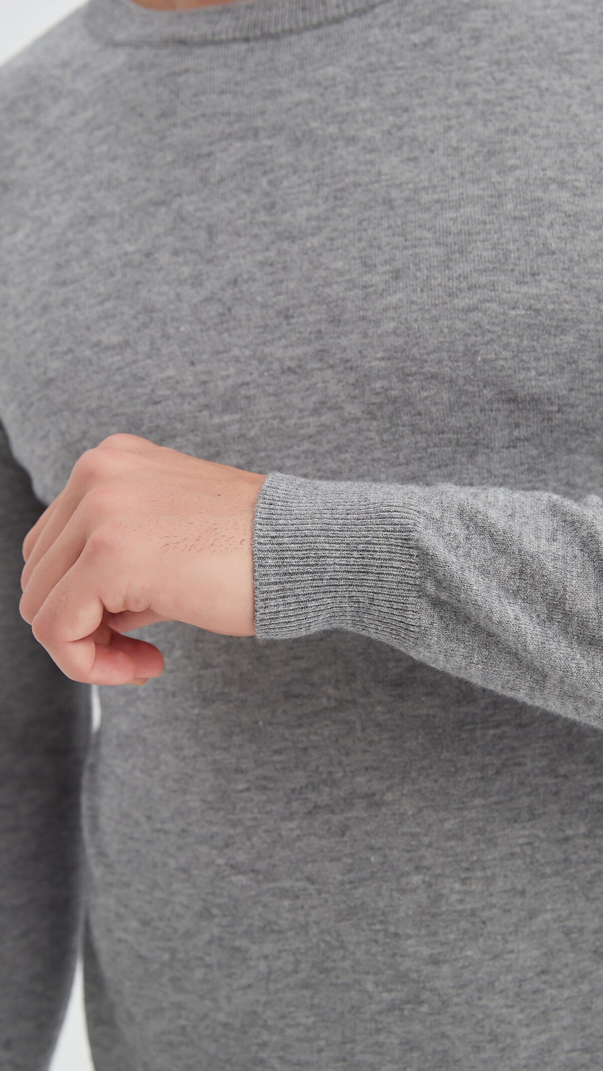 "Cashmere Touch" round neck sweater - Gray