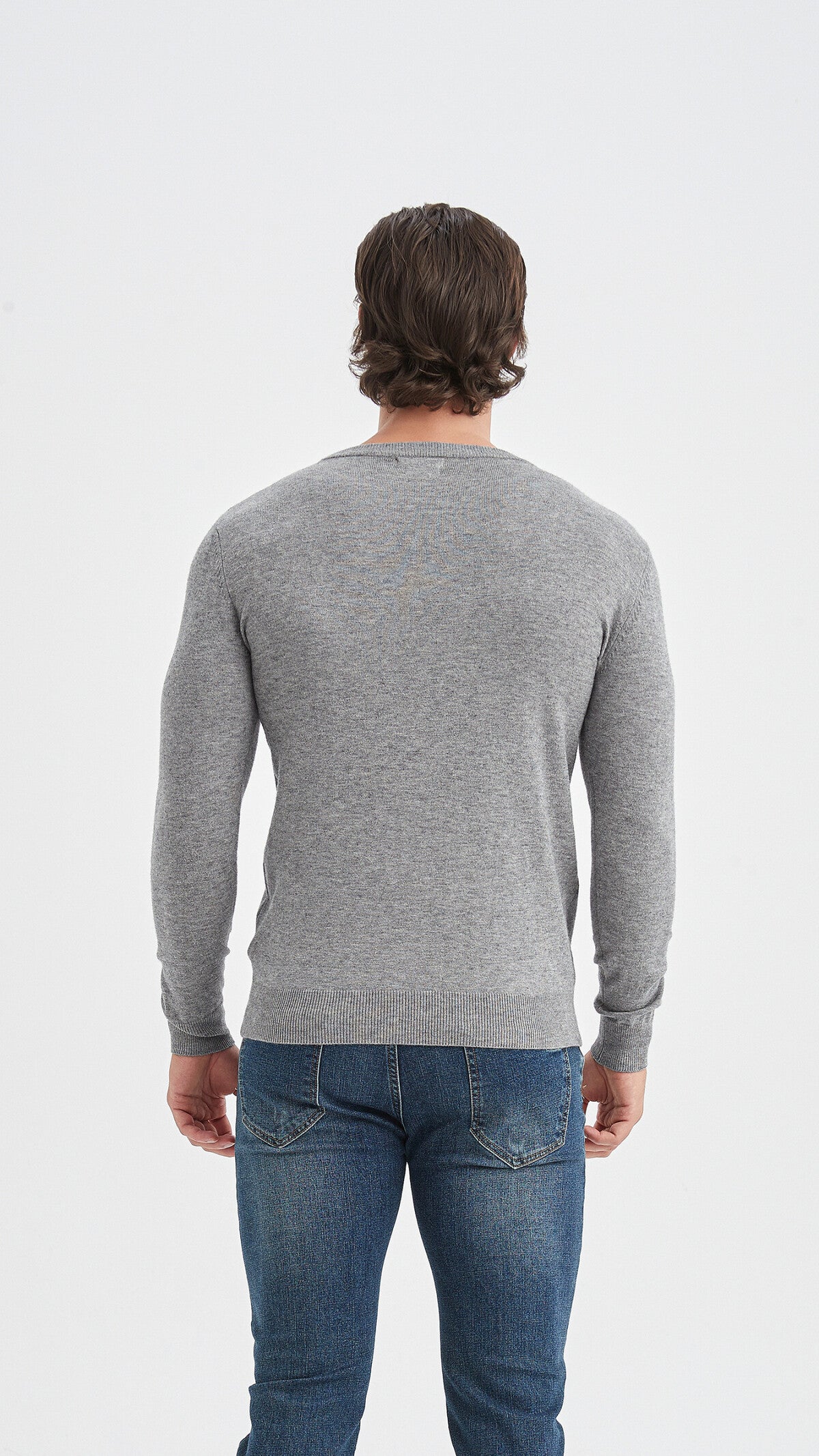 "Cashmere Touch" round neck sweater - Gray