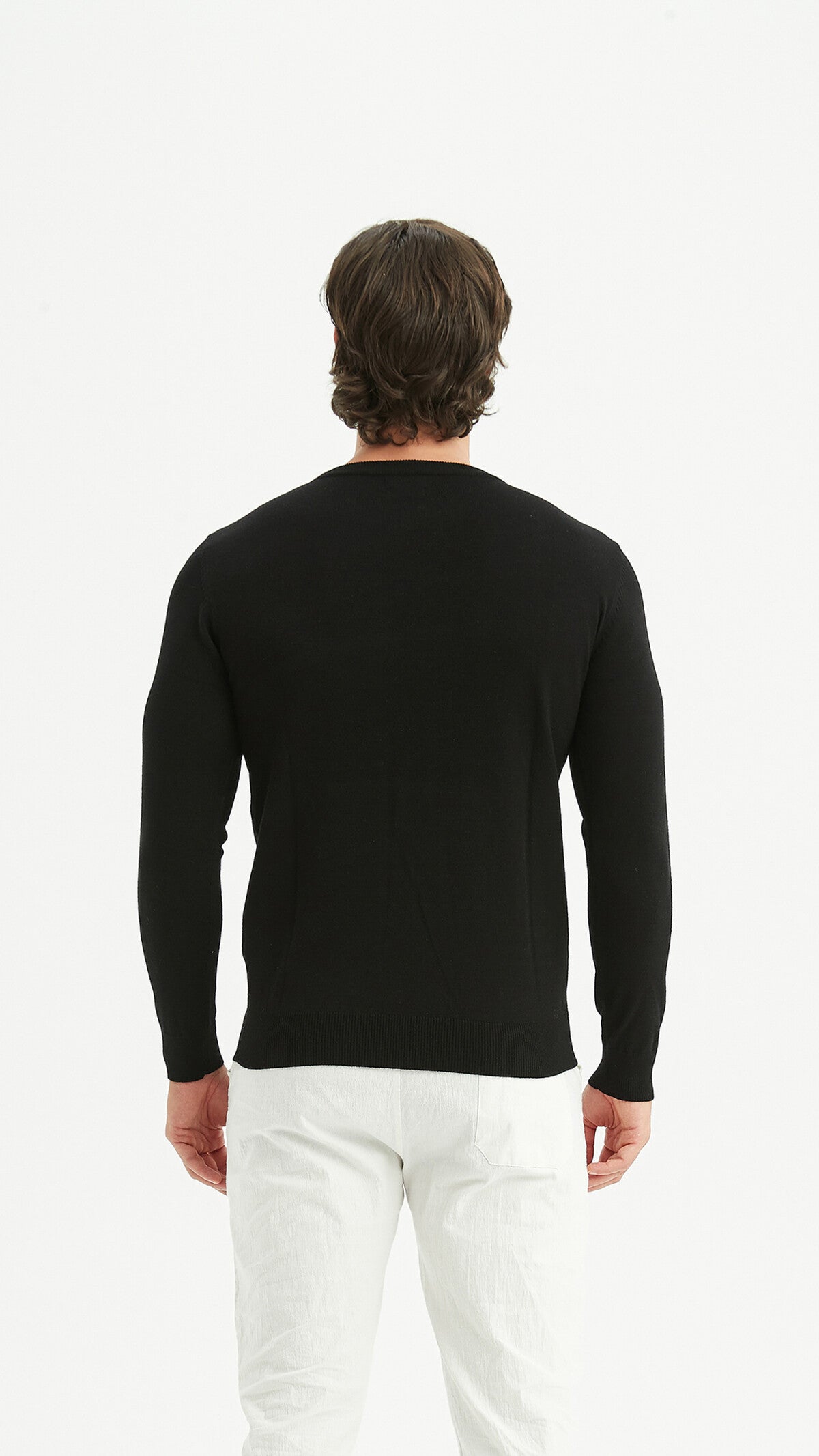 "Cashmere Touch" round neck sweater - Black