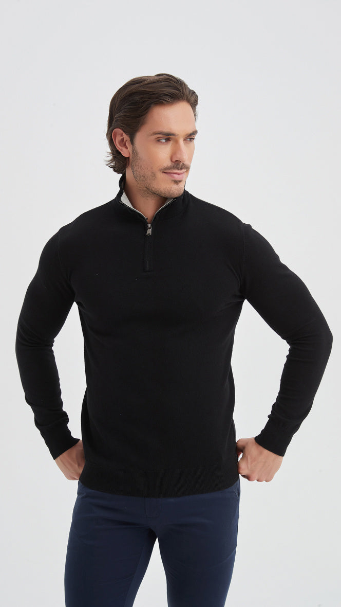 Cotton pique collar- Premium zip