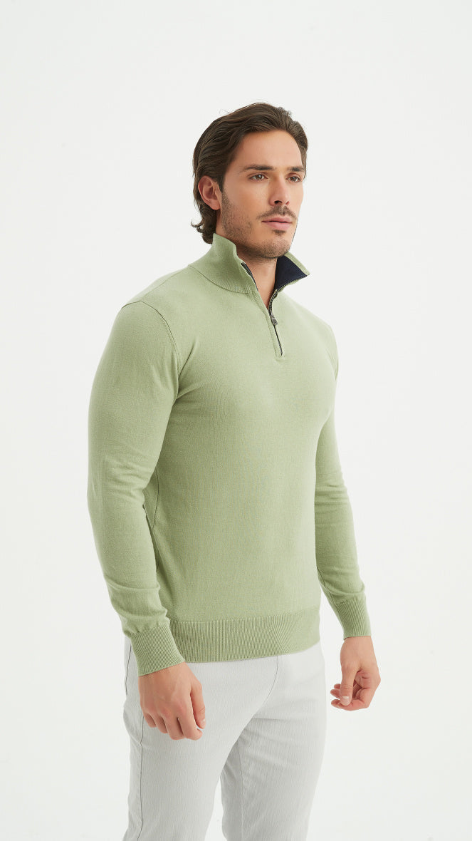 Cotton pique collar- Premium zip