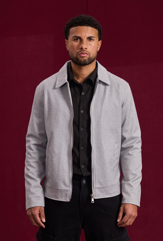 Mid-season zipped jacket with shirt collar