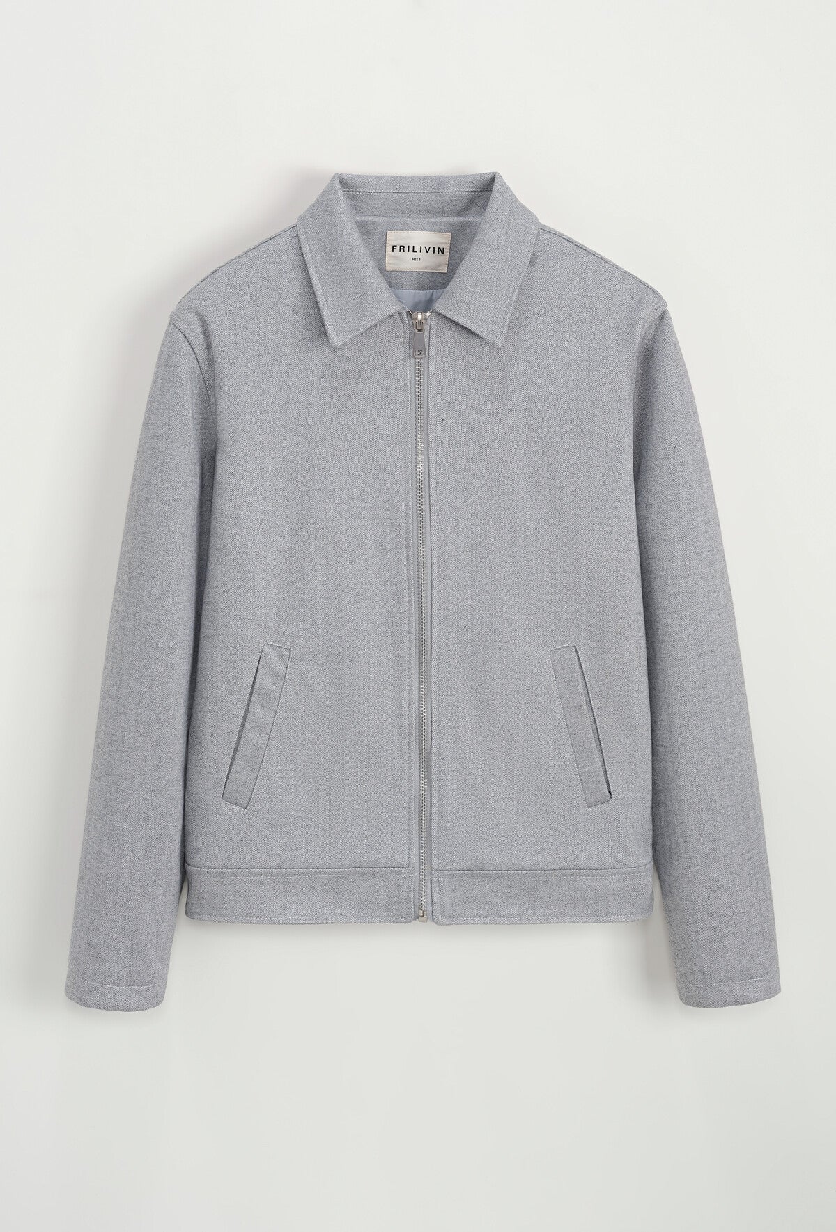 Mid-season zipped jacket with shirt collar