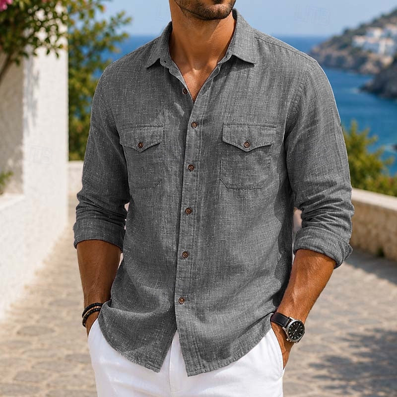 Heren Linnen Button-up Overhemden